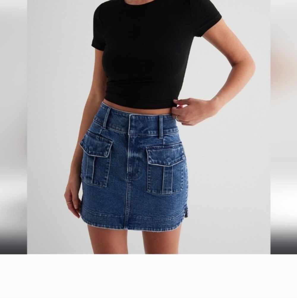 Express High Waisted Denim Skirt
